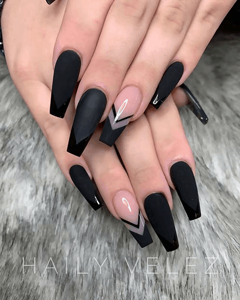 black white and gray nail art