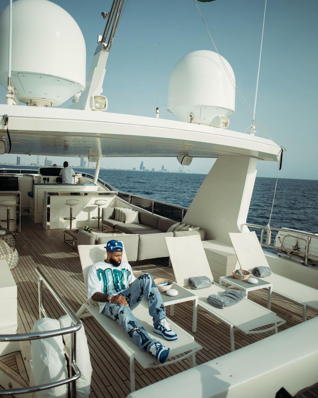 Odell Beckham Jr. Flaunts His Stylish Fashion Sense on a Luxurious Yacht