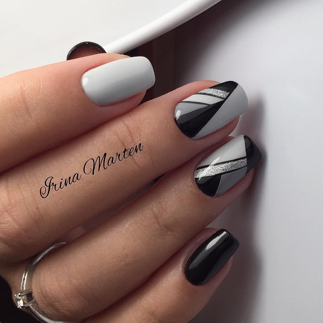 black and gray nail designs