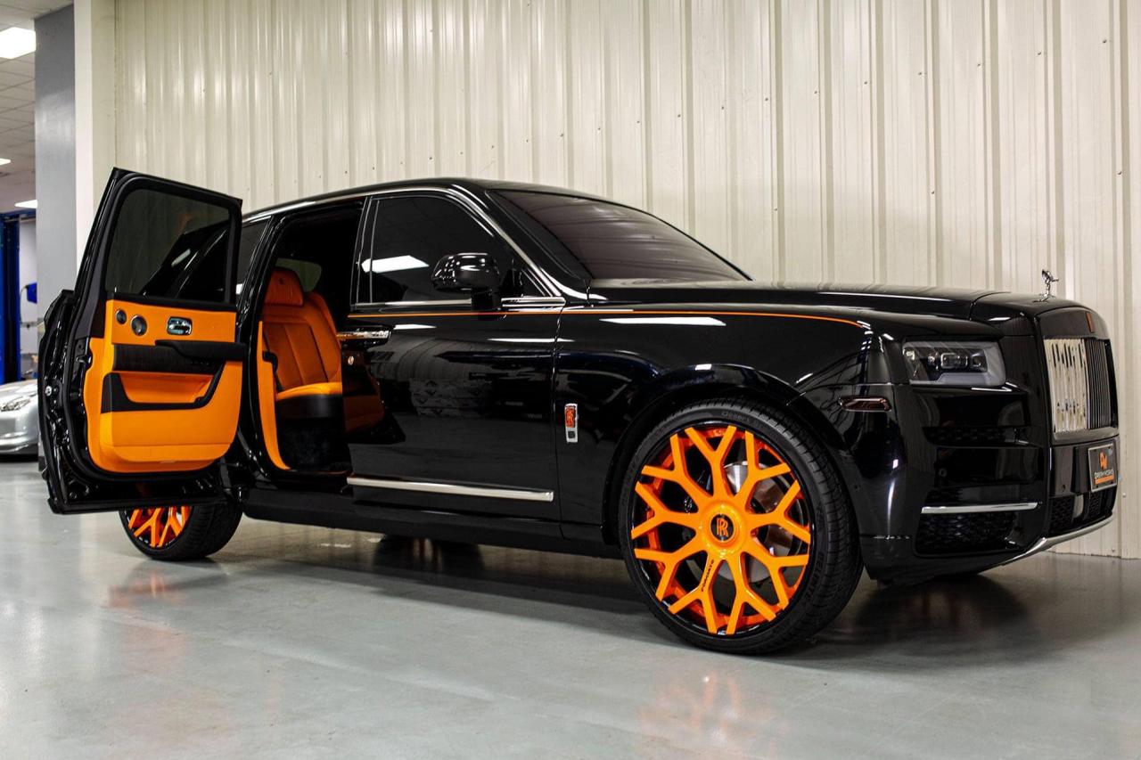 The Stunning Elegance of the Black Rolls-Royce Cullinan on Vibrant Dream-Ecl Orange Wheels