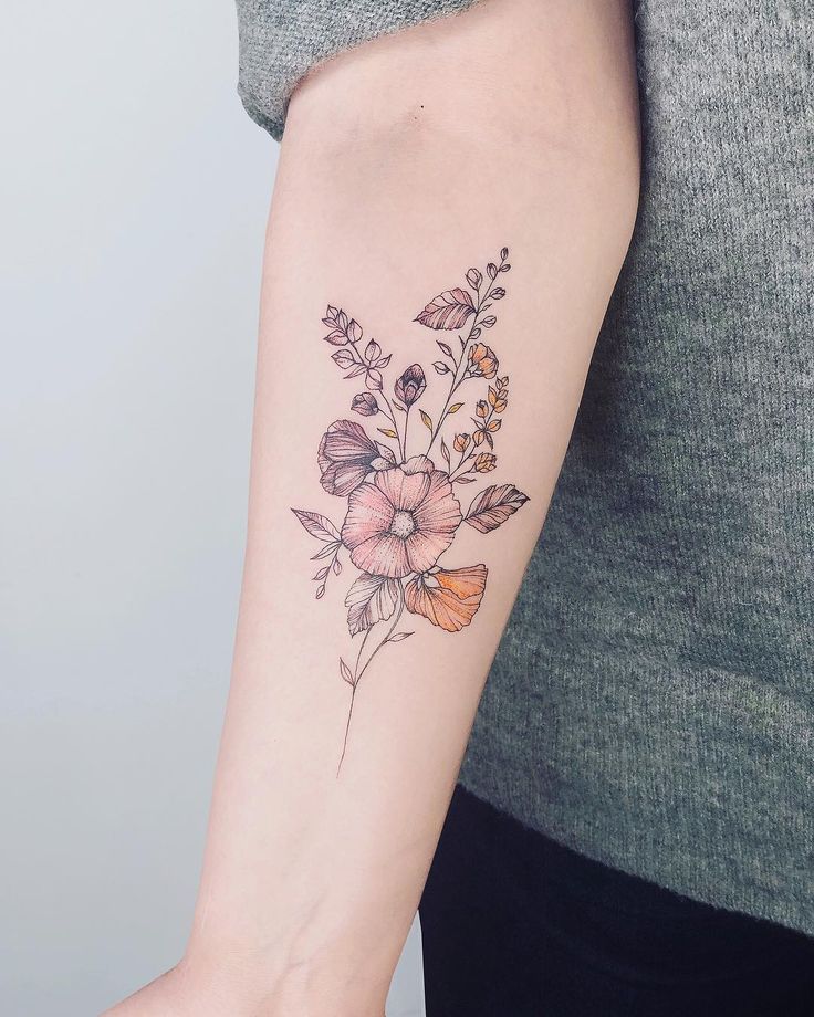 Colored hollyhock flowers for Jill! 💐 . . . . #flowers #inkedmag  #darkartists #blacktattooart #tattoodo #radt… | Vintage flower tattoo,  Tattoos, Tattoos for women
