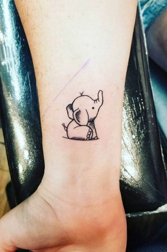 Ảnh tattoo chú voi with nhỏ nhắn mini