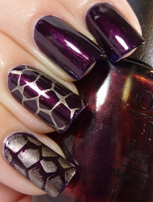 Plum nails with gold