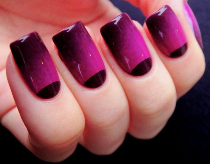 Plum Nails with Pink and Black