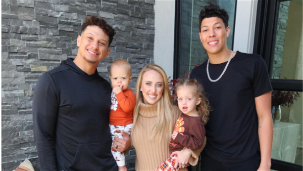 Jackson and NFL star Patrick Mahomes appear in a rare commemorative photo today