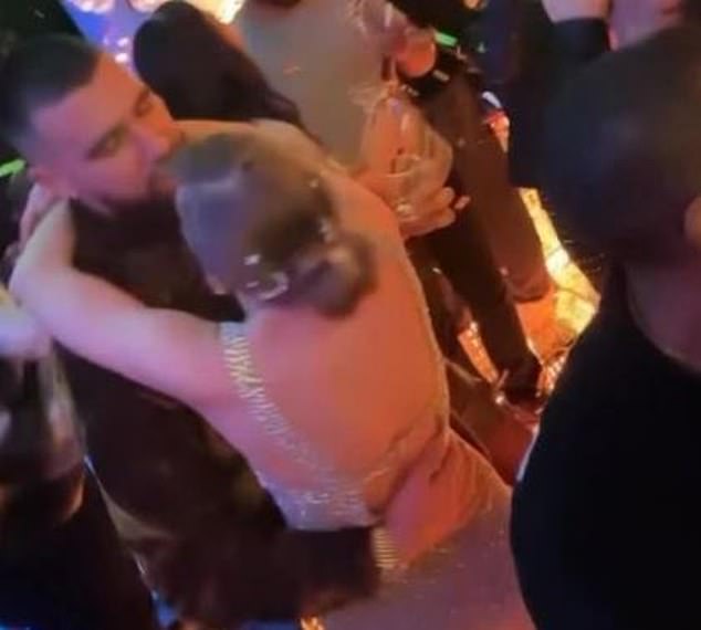 Travis Kelce and Taylor Swift spotted together in Chief on his own lavish Roll Royce after their passionate kiss at a glitzy party