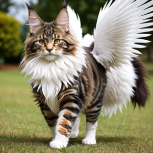 Stunning Maine Coon Cat Looks Angelic with a Pair of Wings