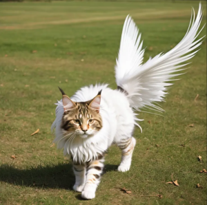 Stunning Maine Coon Cat Looks Angelic with a Pair of Wings
