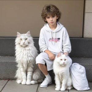 Heartwarming Connection: Maine Coon Cat and Homeless Boy Forge an Unforgettable Bond.NgocChau