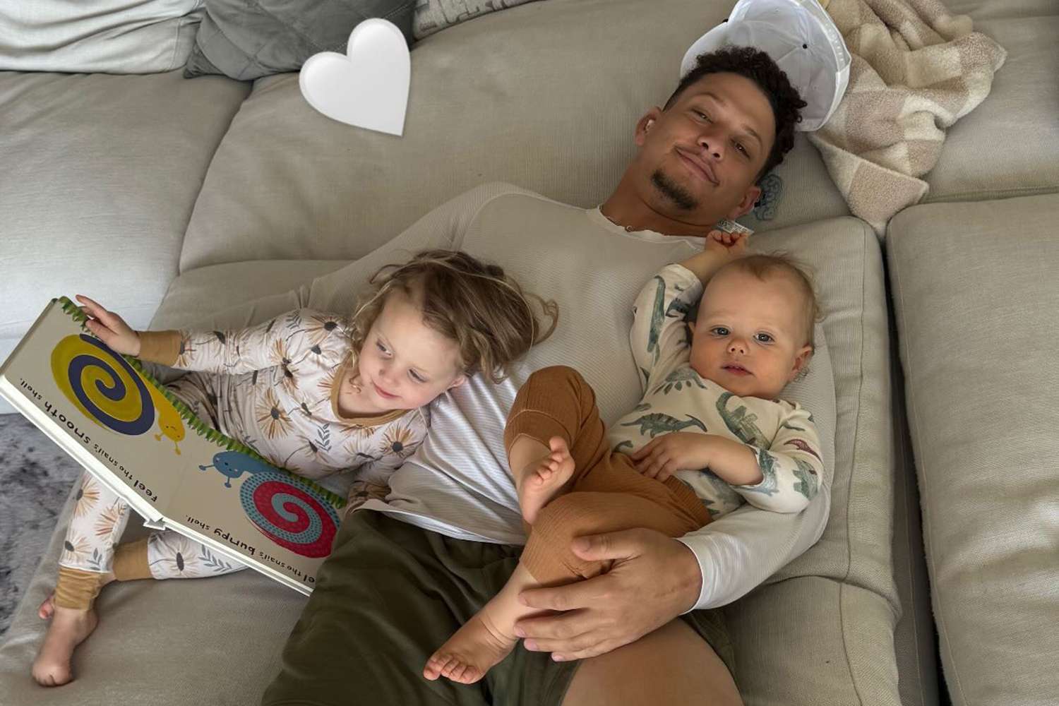 Patrick Mahomes Cuddles Kids Sterling and Bronze in Sweet Home Snap