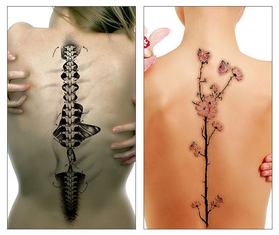 Tattoos of spinal bones and Cherry Blossom tree | Spine tattoos, Trendy  tattoos, Spine tattoos for women