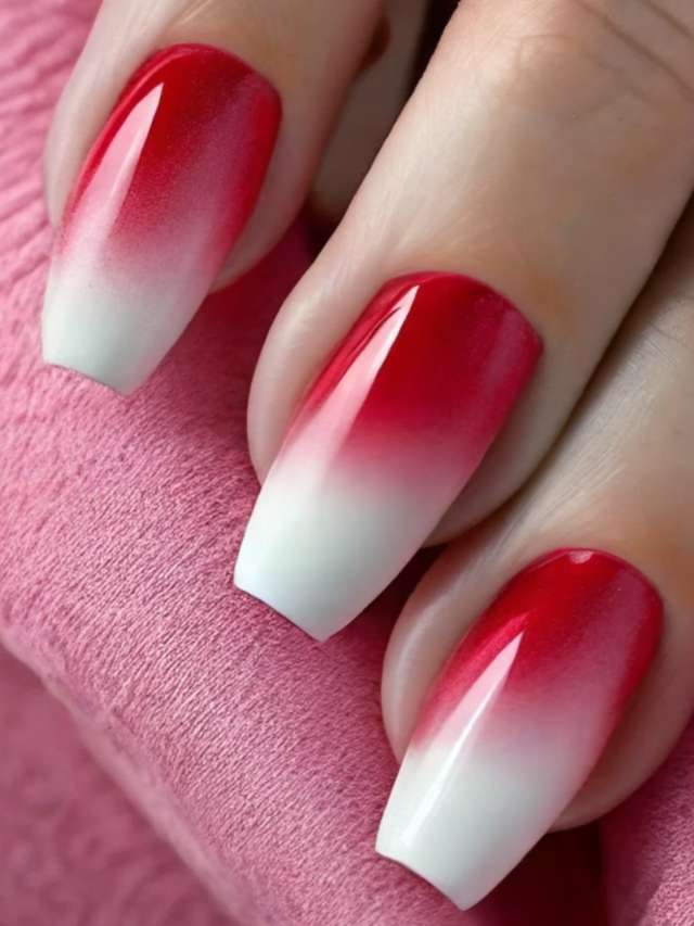 35+ Red and White Ombre Nail Designs | Sarah Scoop